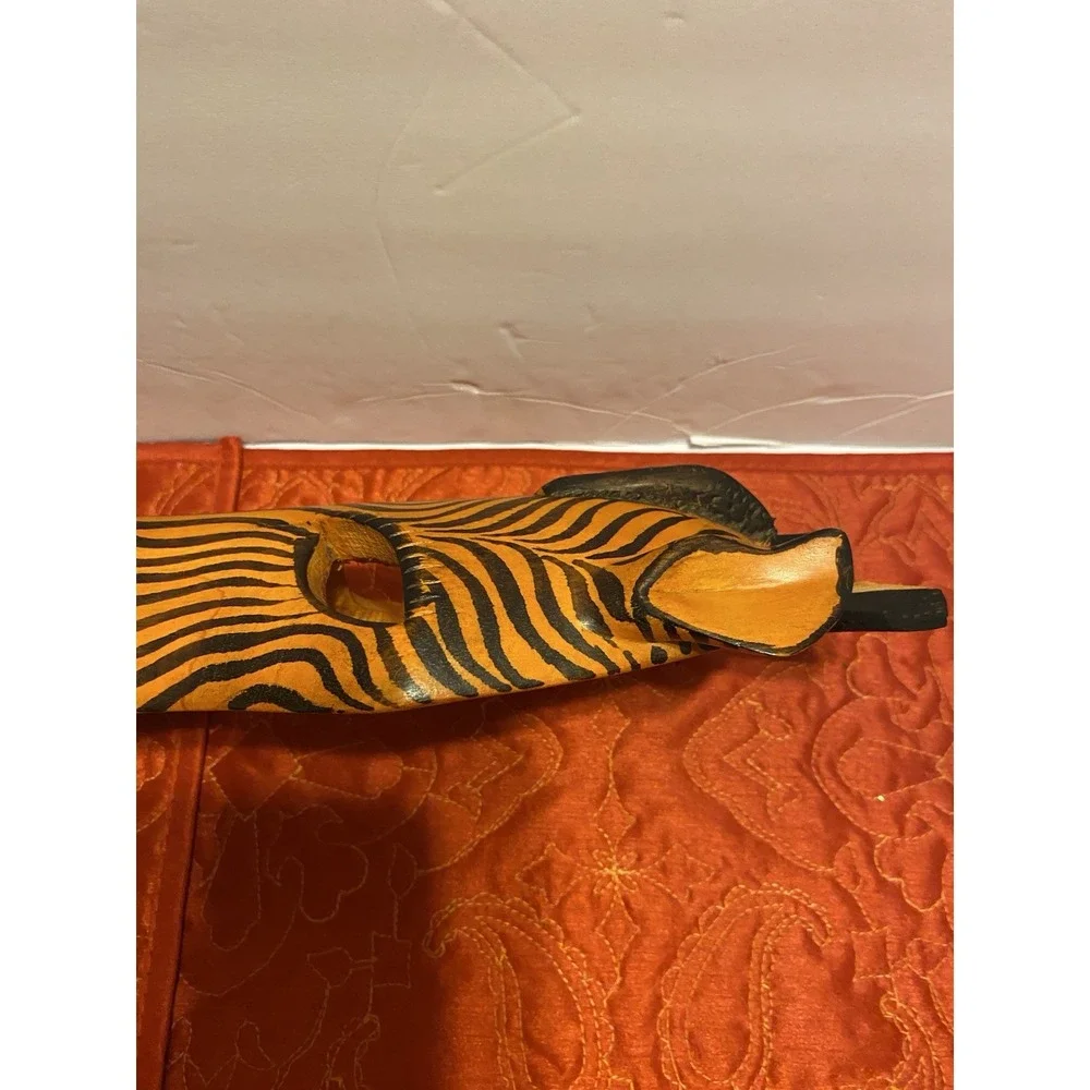 Wooden Hand Carved African Tribal‎ Masks. Zebra And Leopard 19